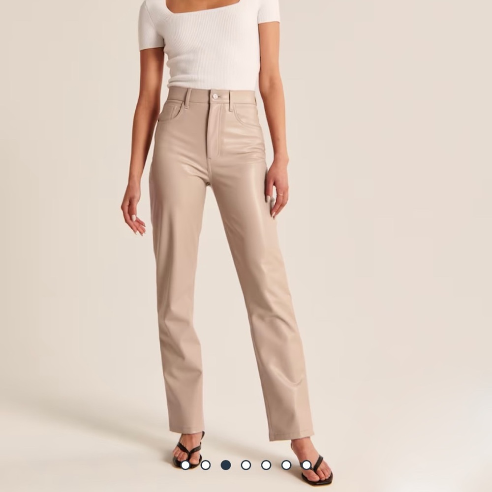 Abercrombie Vegan Leather 90s Straight Pants Medium Brown